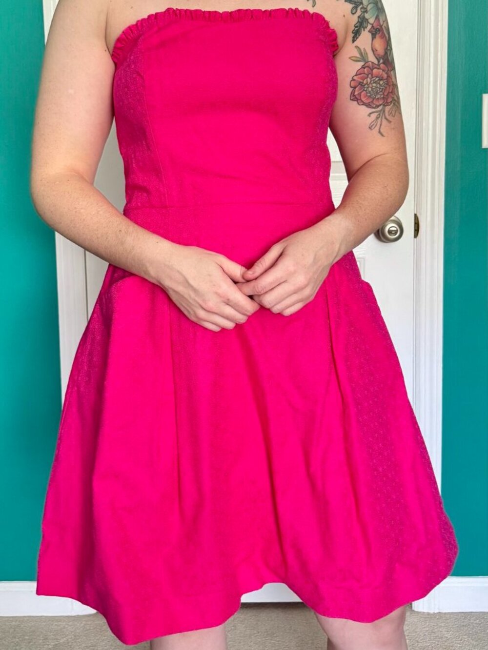 Lilly Pulitzer Hot Pink Jacquard Strapless Dress